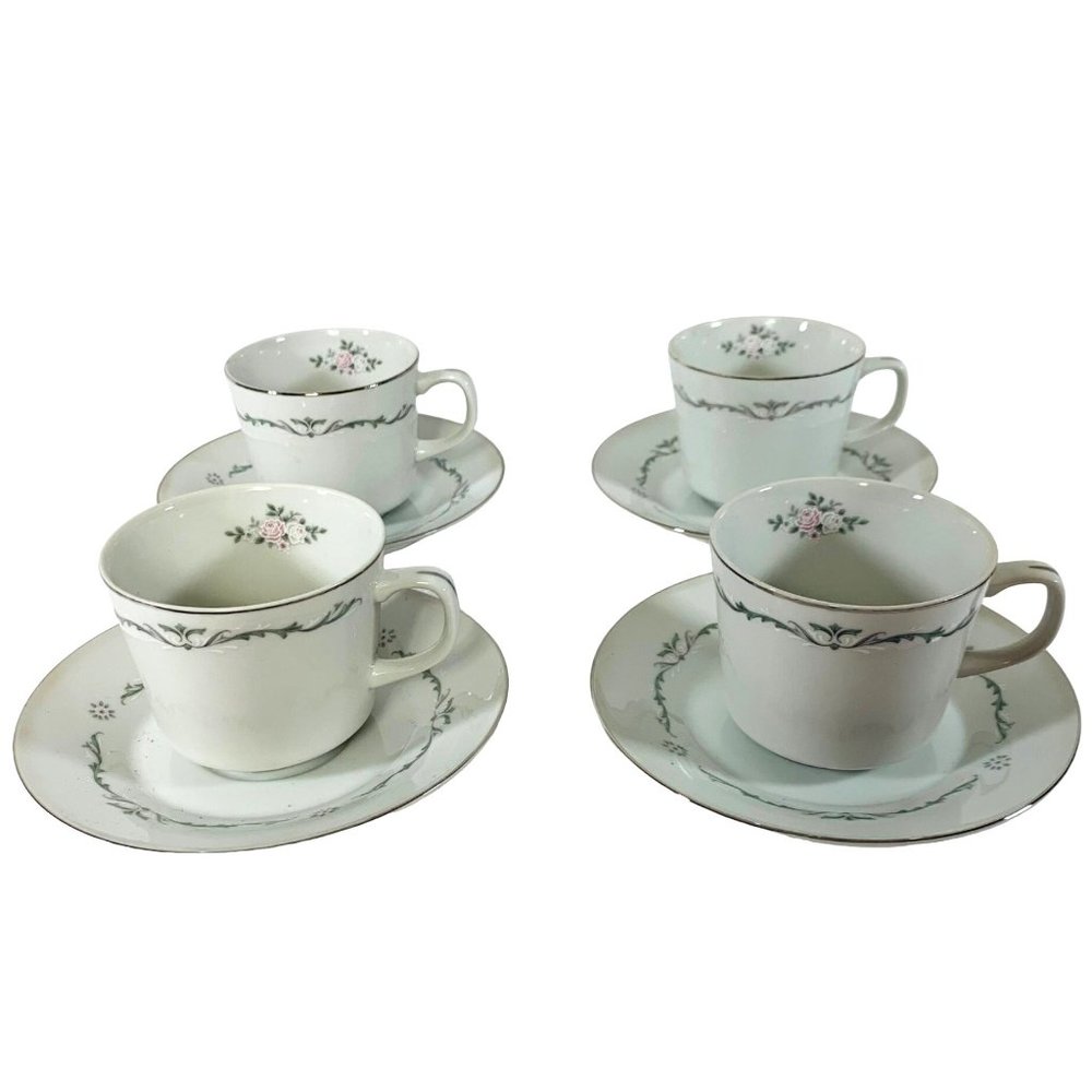Set of 4 Signature Collection Petite Bouquet China Cup Saucer Tea Coffee Replace